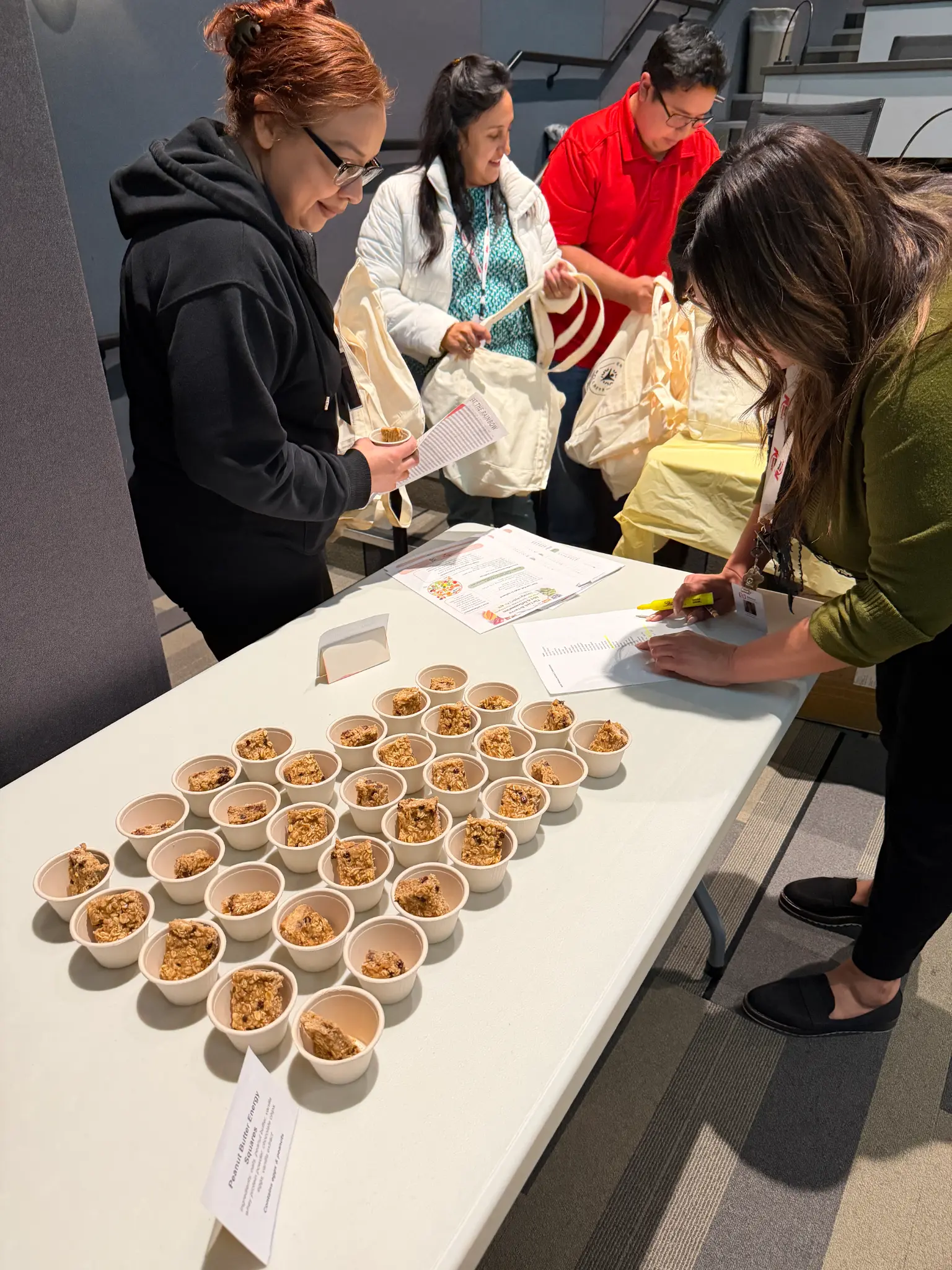 Corporate wellness event — healthy snack tasting