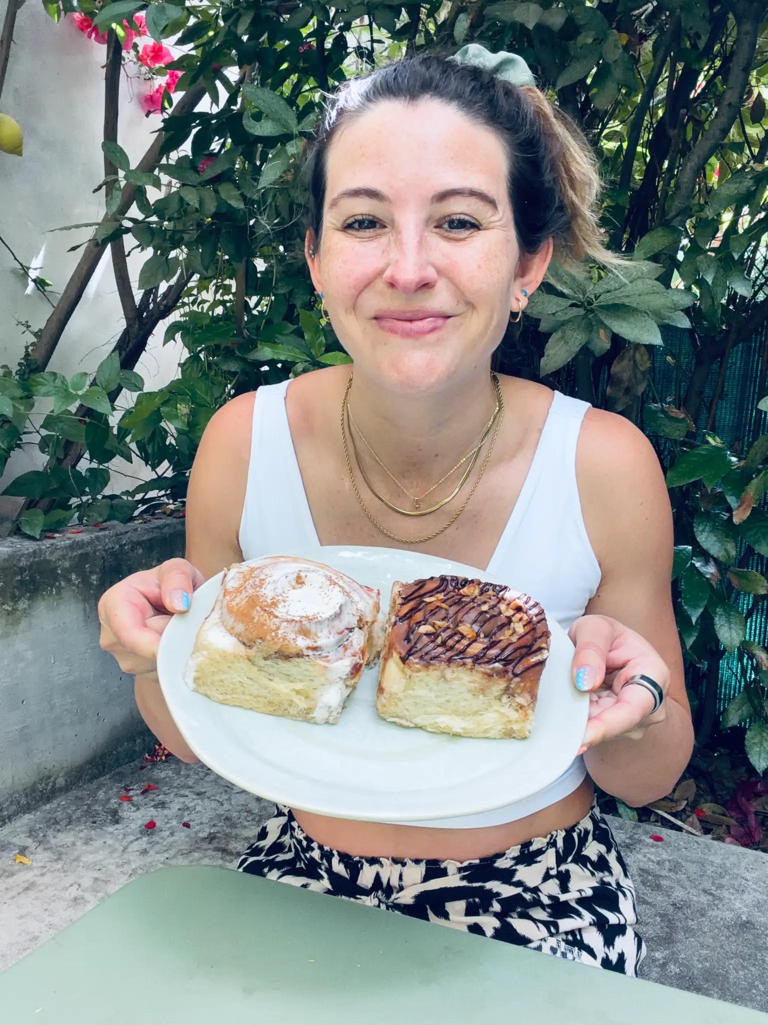 Jackie Hackett holding pastries